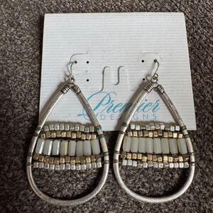 Premier Designs Silver and Gold Beaded Earrings